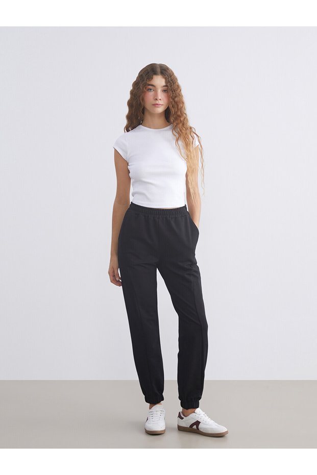 Alita City Farkıyla Xside Black Elastic Waist Women's Jogger Sweatpants