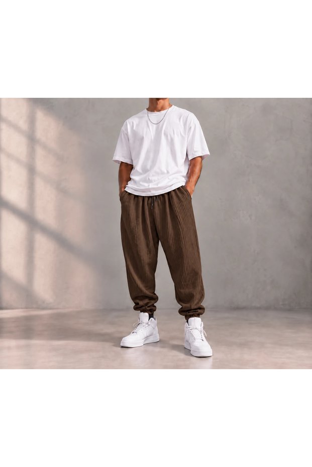 Elastic Waist Pleated Brown Half-Shalwar