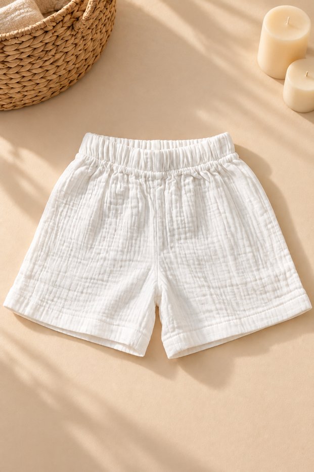 100% Cotton Muslin Children's Shorts Unisex Girls Boys Summer Oversize Comfortable Fit 1-2-3-4 Years Old