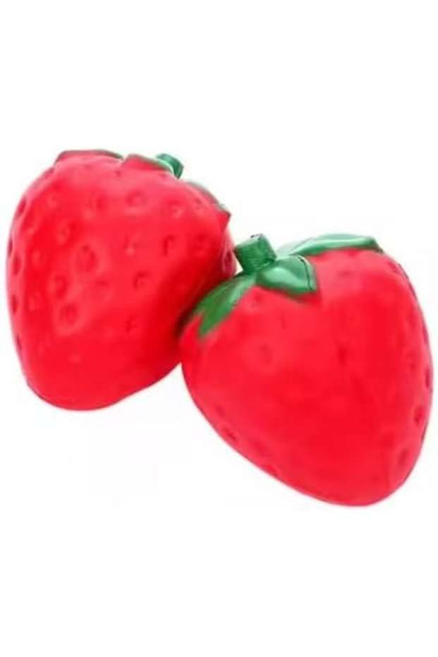 كرة ضغط على شكل فراولة، لعبة مطاطية حمراء للضغط عليها