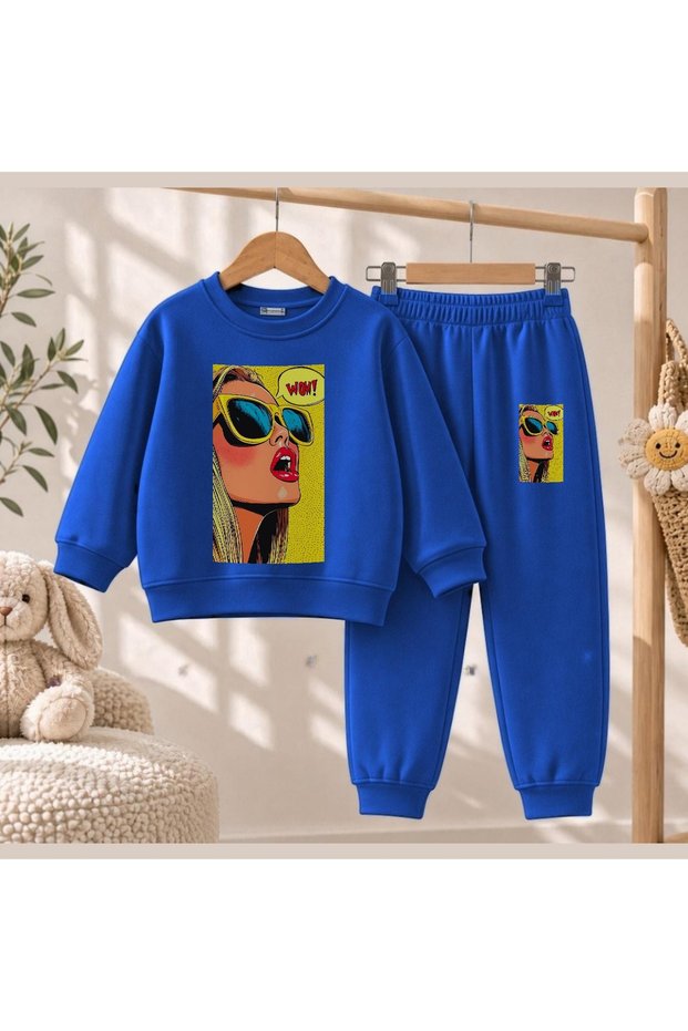 Team Sweatshirt Glasses Girlsprinted Girls Boys Crew Neck