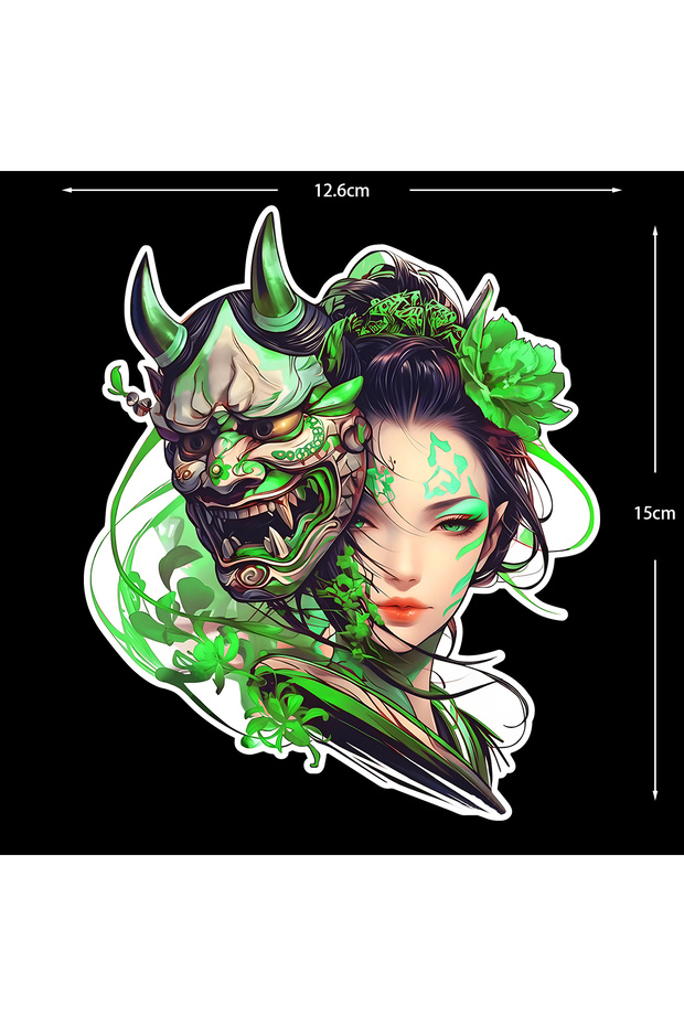 07 (15cm x 12.6cm) JDM Geisha Reflective Decals Fit Kawasaki Yamaha Zontes Voge Motorbike Helmet Win