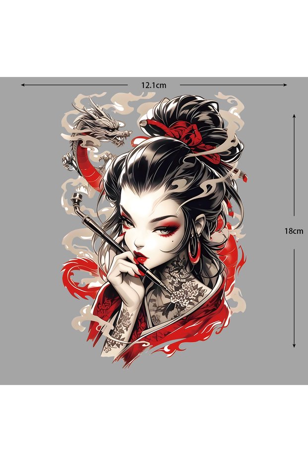 01 (12.1cm x 18cm) JDM Geisha Reflective Decals Fit Kawasaki Yamaha Zontes Voge Motorbike Helmet Win