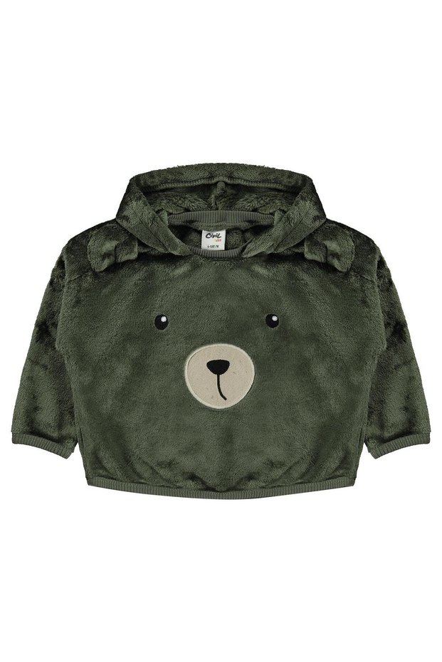 Teddy Bear Embroidered 6-18 Months Sweatshirt - Khaki