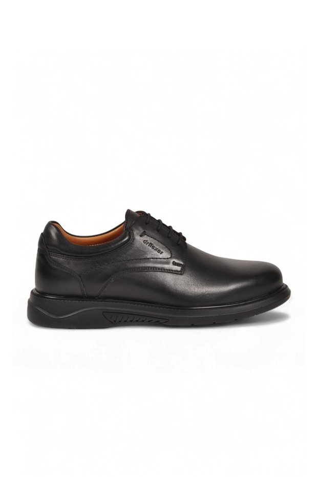 Orthopedic Comfortable Sole Genuine Leather Black Men's Casual Shoes 208702