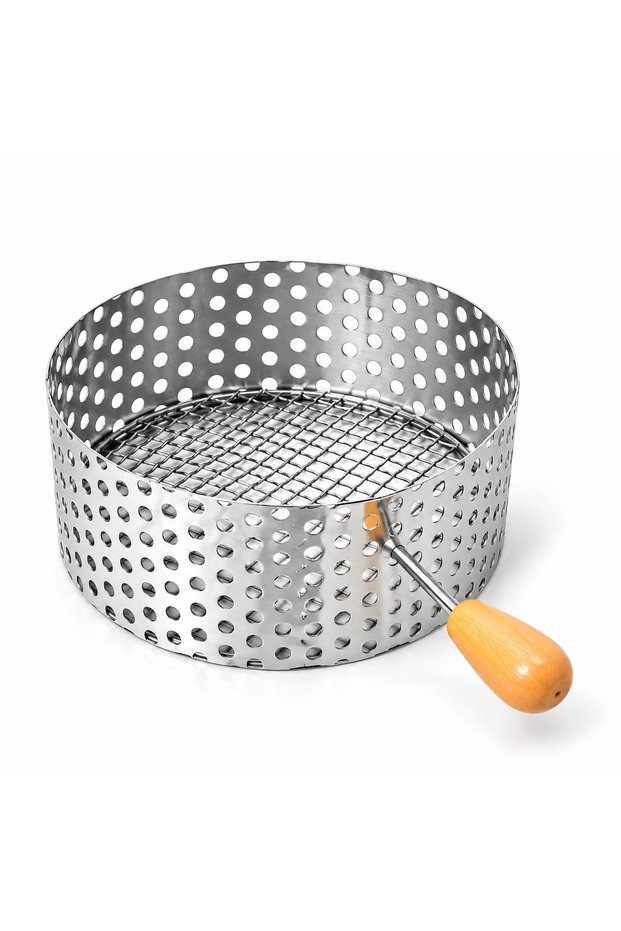 Metal Charcoal Basket with Wooden Handle for Hookah Shisha – Silver