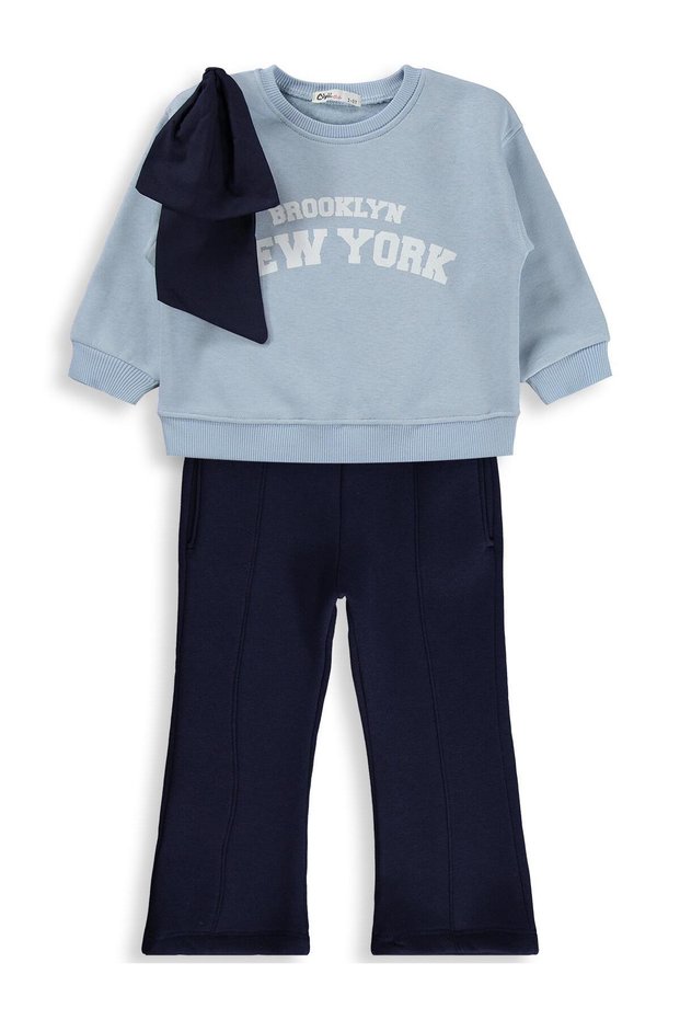 2-5 Years Old Tracksuit Set with Bow - Blue