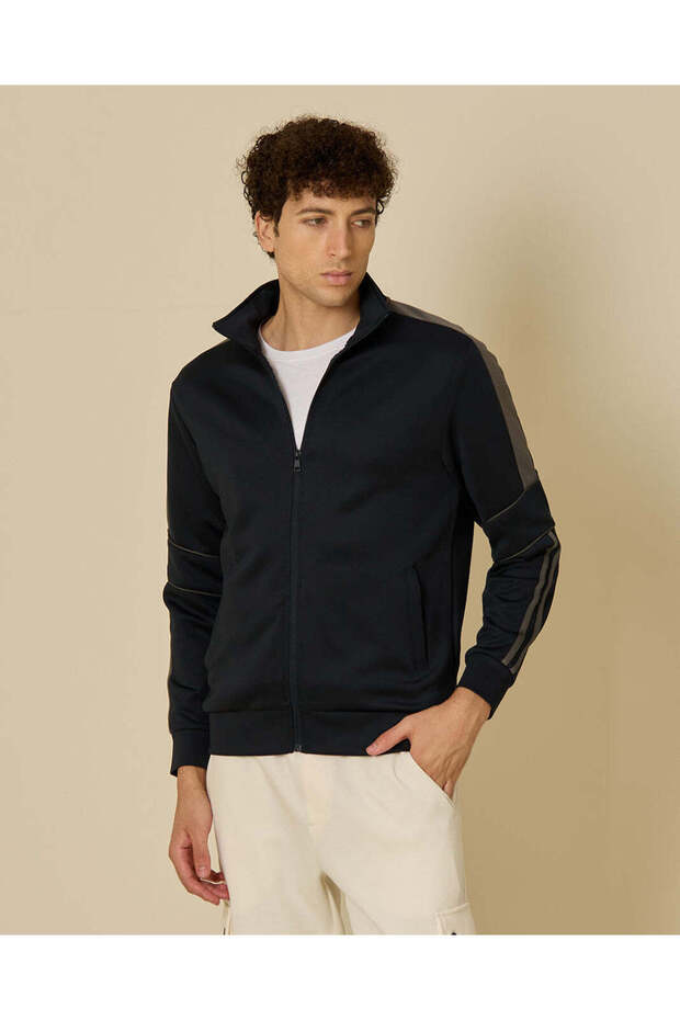 Men Black Half-Zip Sweatshirt