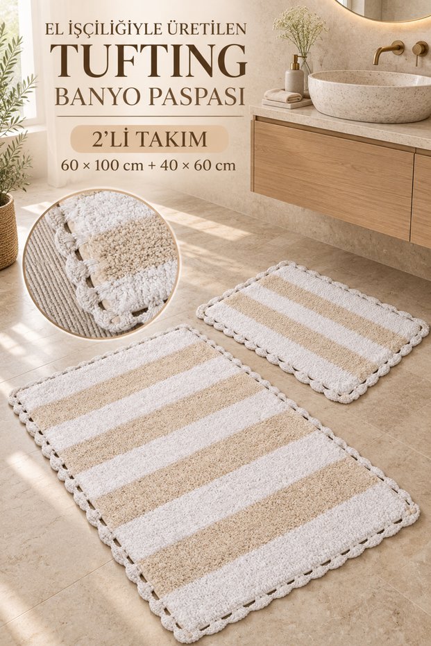 Bodrum Tufting Cotton Handmade Knitted 2-Piece Mat 112