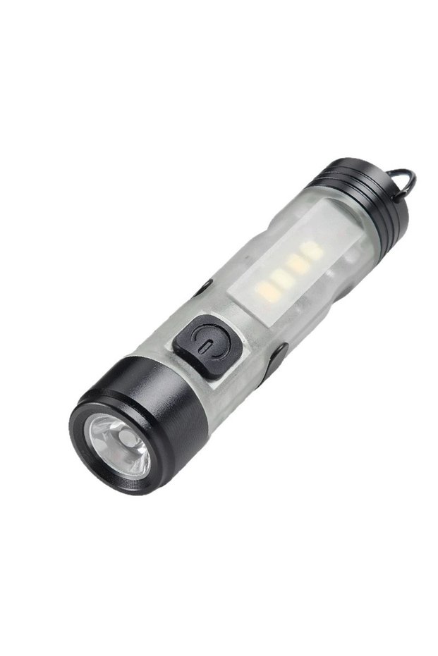 مصباح يدوي LED صغير قابل لإعادة الشحن عبر USB مع مشبك للمفاتيح، إضاءة طويلة الأمد للطوارئ