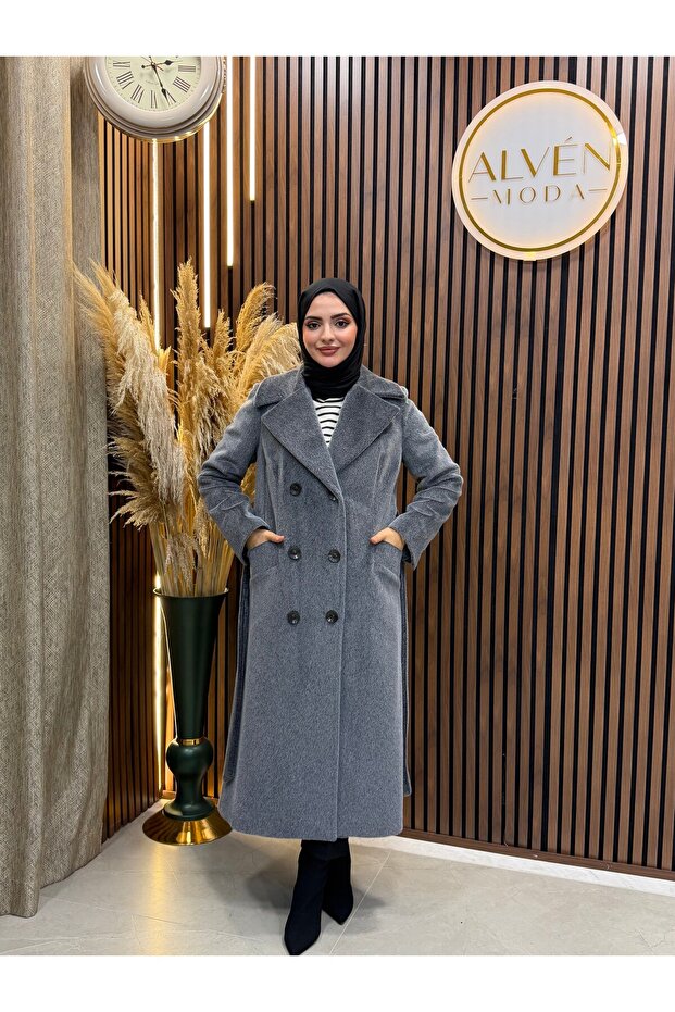 Zeli̇a Premium Lined Fox Coat | Anthracite