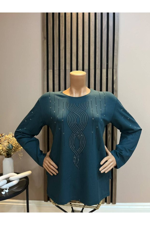 Women's Ivy Motif Winter Combed Cotton Blouse for Middle-Aged and Older Women