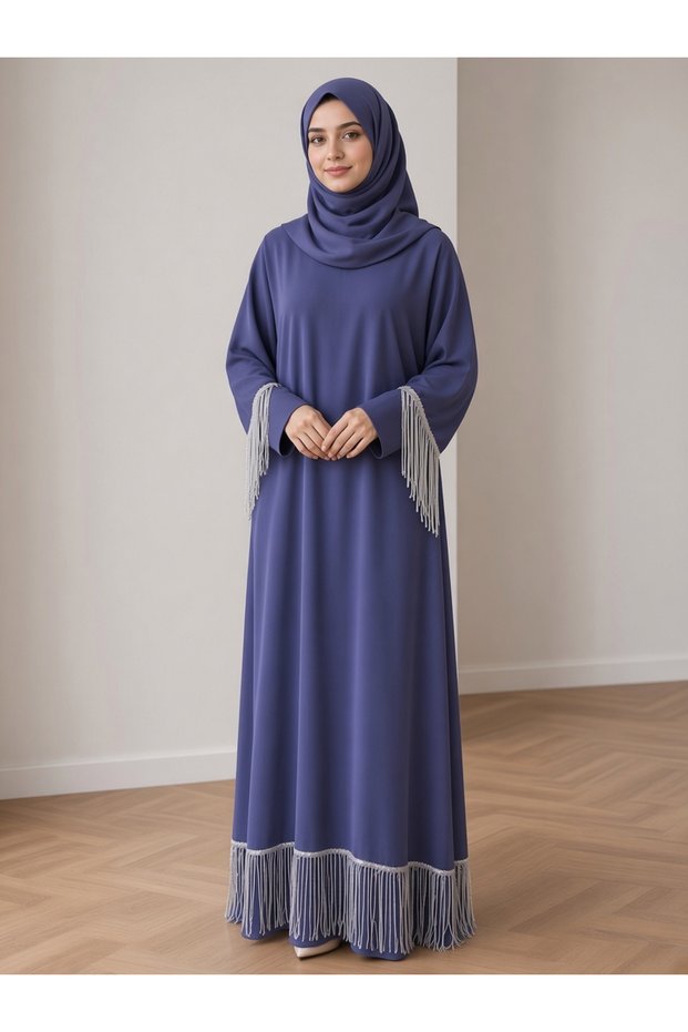 Dress with Sequin Tassels on the Cuffs and Skirt, Suitable for Daily and Special Occasions (Can Be Weared in Sizes 38-46)