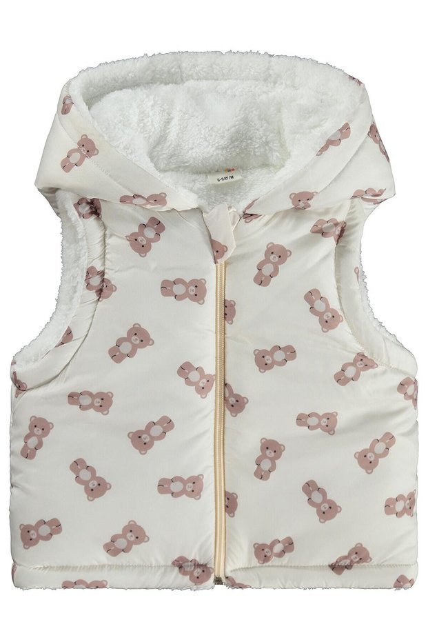 Baby Bear Printed Vest 6-18 Months - Beige