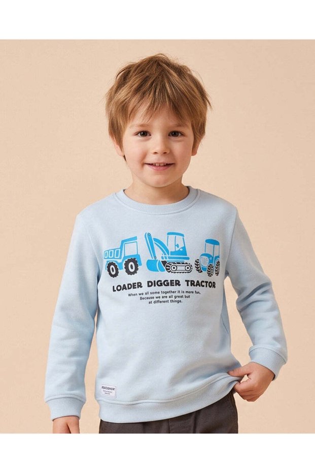 Boys Blue Vehicle Graphic Sweatshirt