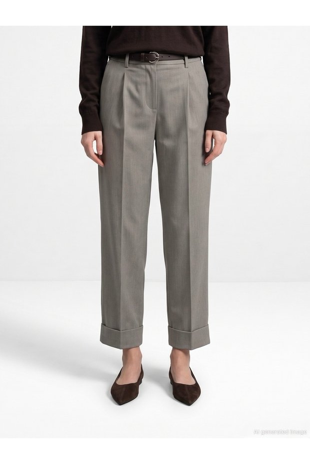 73233 Curved Leg Belted Trousers