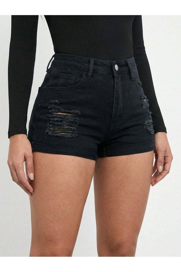 Denim shorts, black