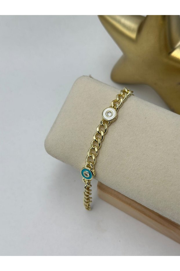 Round Enamel Detailed Steel Bracelet