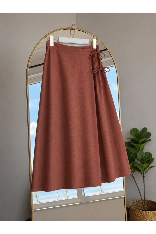 Double-Breasted Double-Tied Skirt - 2356 - Brown