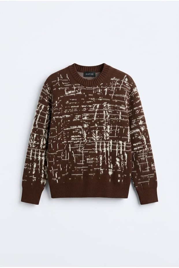 Regular Patterned Crew Neck Knit Sweater Sun621