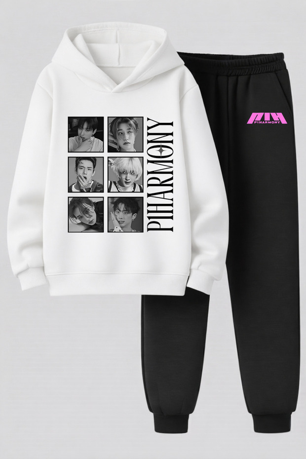 P1 Harmony K-Pop Group Printed 3-Yarn Quality Sweatshirt and Sweatpants Children's Top-Bottom Set