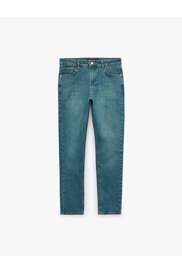 Cotton 5-Pocket Regular Waist Slim Fit Jean Trousers - Brad Jean