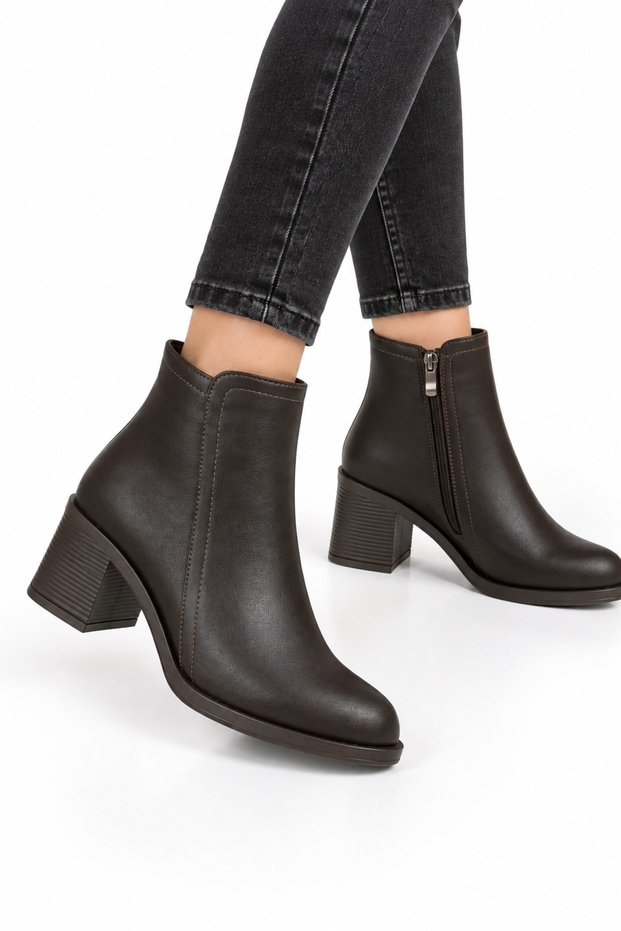 Women's Cold-Proof Heeled Boots (5cm) Brown