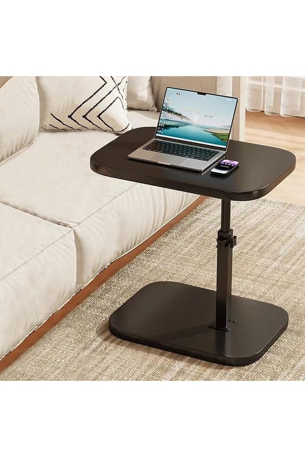 C Shaped Side Table,Adjustable Height End Table,360°Rotating Space Saving Small Couch Sofa Coffee Ta