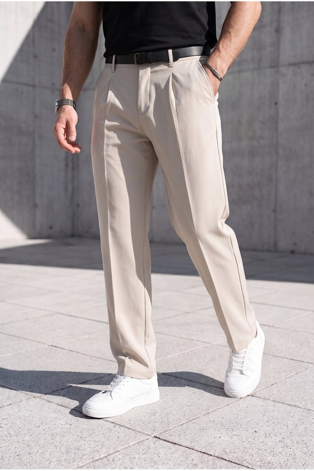 Baggy/Relax Fit Fabric Trousers