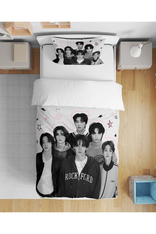 Boy Next Door Kpop Patterned 3D Digital Printed Single Girl Child Duvet Cover Set Without Sheets