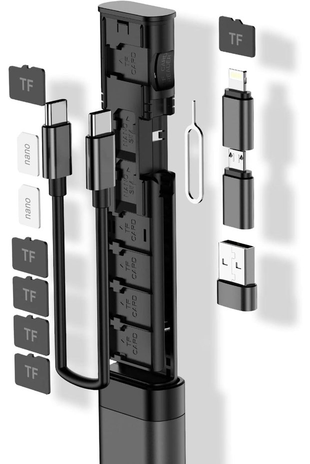 قارئ بطاقات مايكرو SD، قارئ بطاقات USB متعدد الوظائف مدمج، يدعم 9 بطاقات SD، 6 محولات