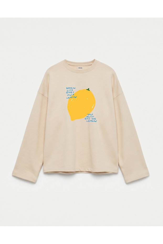 Oversize 100% Cotton 3 Thread Sweatshirt - Eat the Lemon