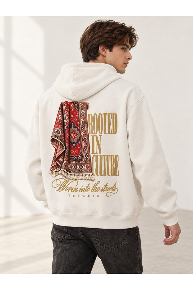 Oversize Kilim Printed Sweatshirt Hoodie 3 Yarn Shardonlu Rooted Culture