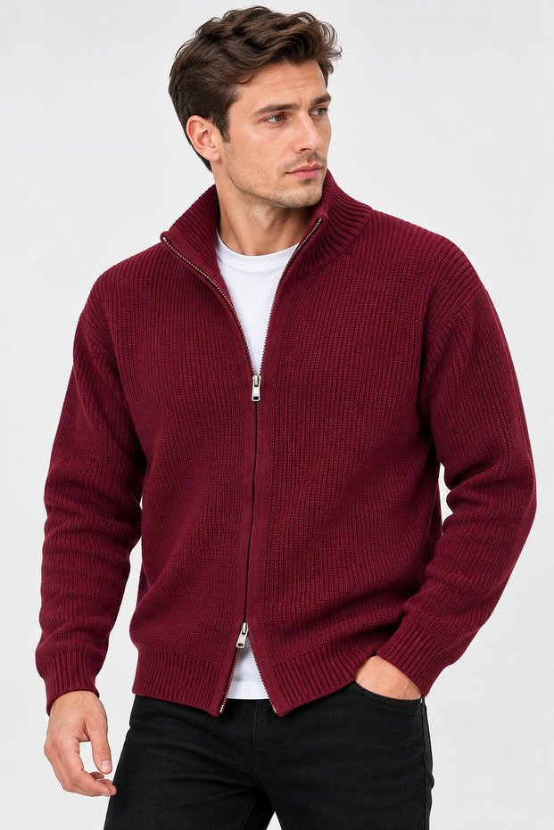 Turbulence Slim Fit Men's Full Zip Knitwear Jacket - 7834