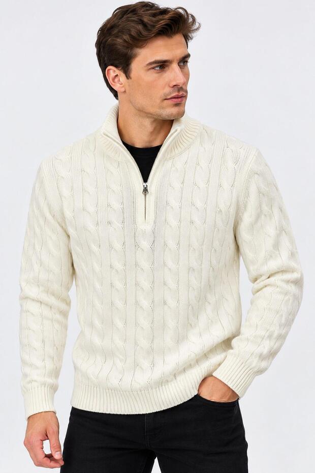 Turbulence Men's Stand Collar Half Zipper Knit Sweater 7835