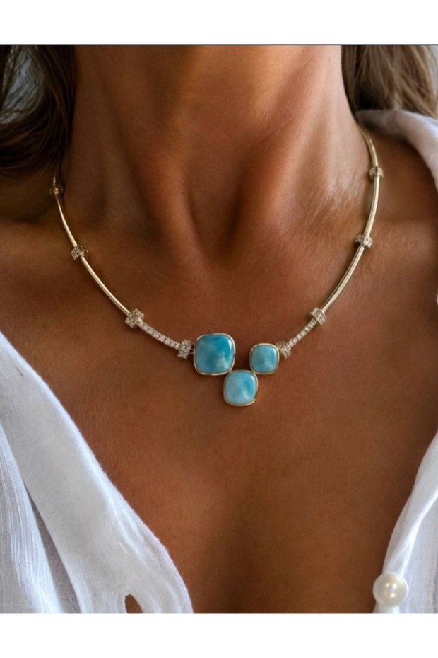 Aura Blue Stone Gold Necklace