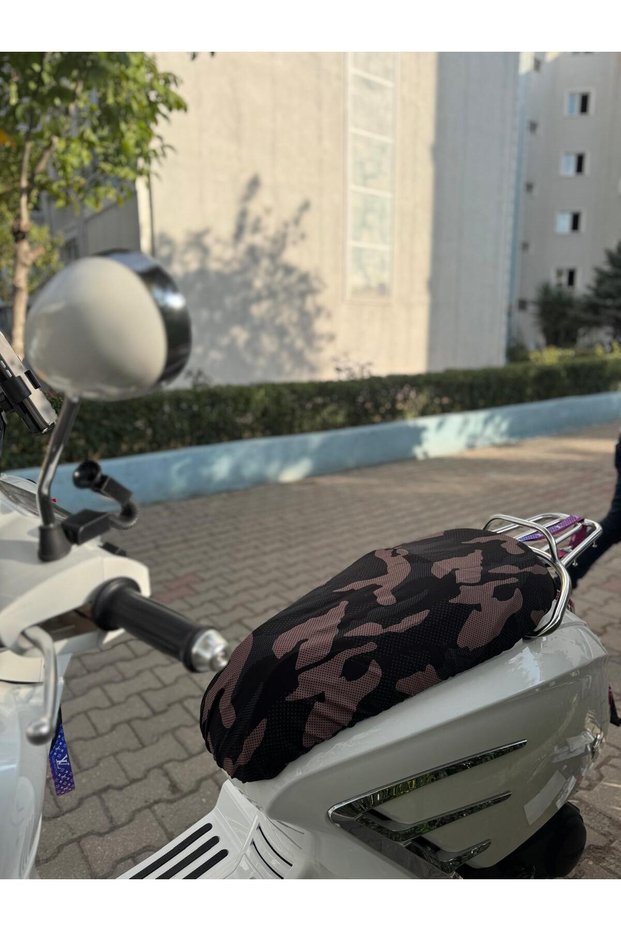 Camouflage Model1 Patterned Combed Cotton Motorcycle Cover - Compatible with 50Cc and 125Cc Engines