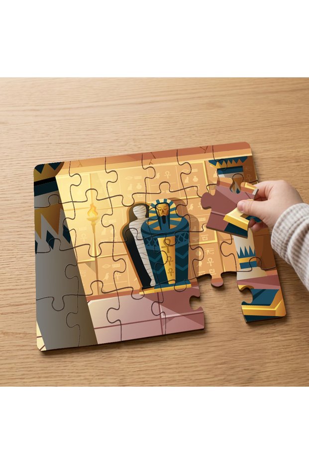 24 Piece Wooden Children's Puzzle with Egyptian Treasure Room Design