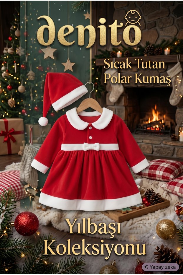 Baby Girl Christmas Costume, Red Santa Claus Baby Dress Set with Hat