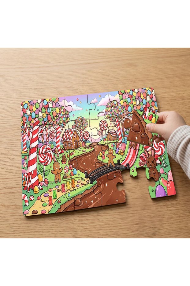 24 Piece Wooden Children's Puzzle with Candyland Design