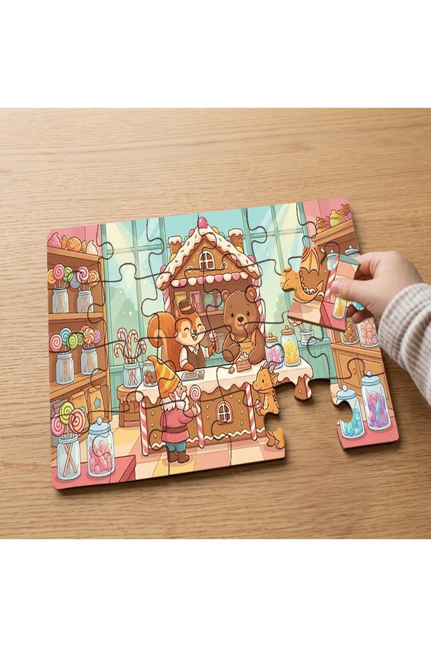 24 Piece Wooden Children's Puzzle with Sweet Shop Design