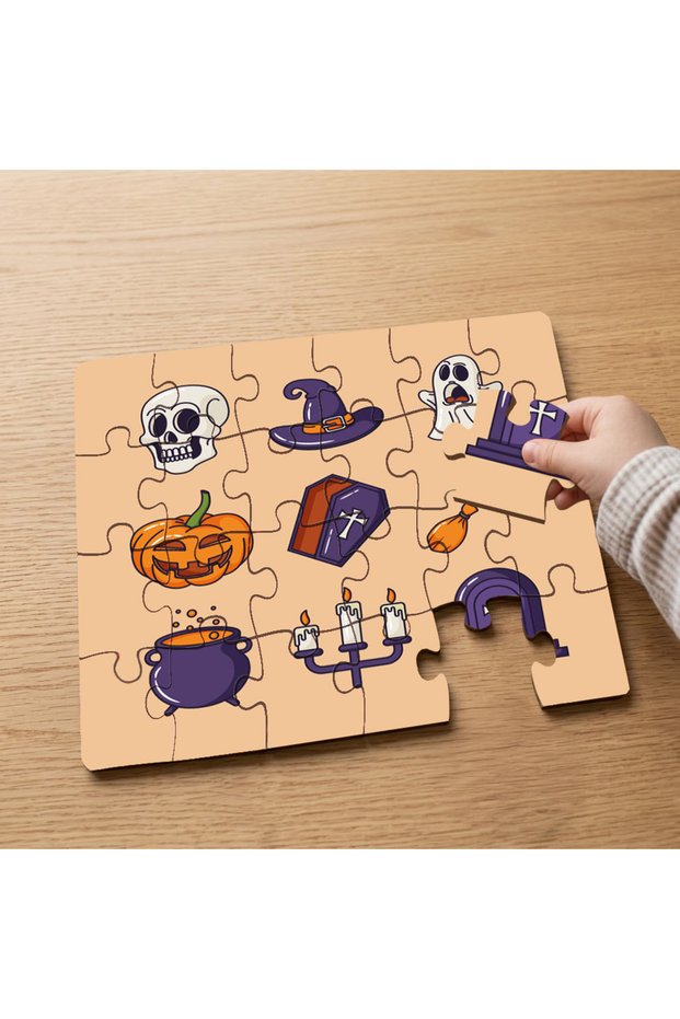 24 Piece Wooden Children's Puzzle with Halloween Design