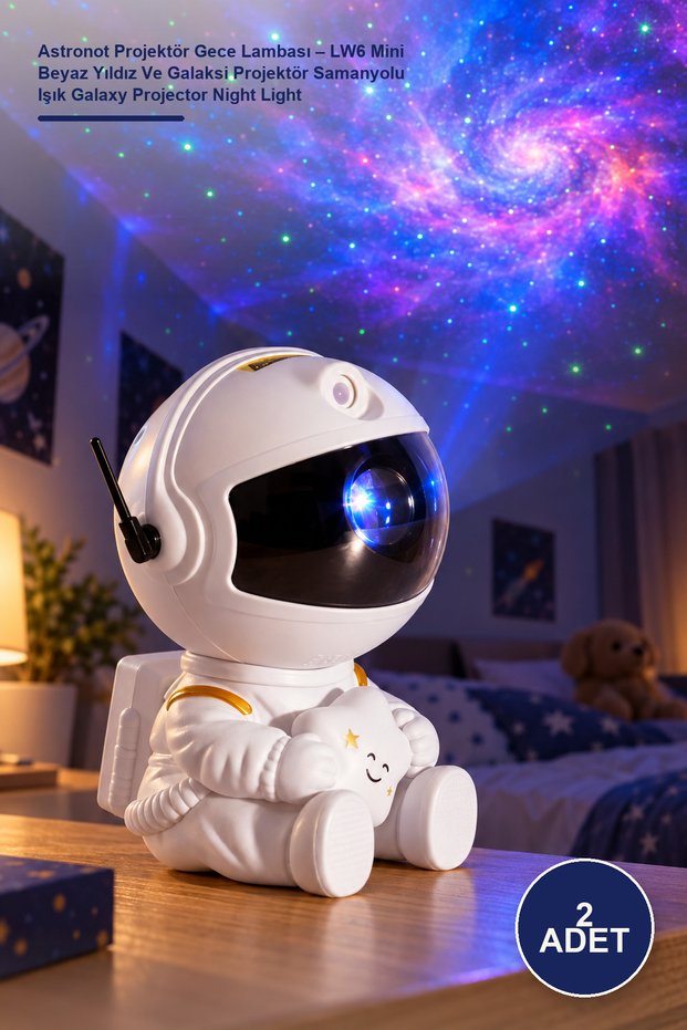 2 Pieces Astronaut Projector Night Light – Lw6 Mini White Star and Galaxy Projector Milky Way Light Galaxy Projector Night Light