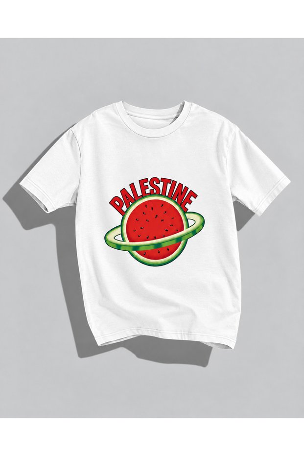 Palestine Watermelon Printed Oversize T-Shirt Unisex Palestine Graphic T-Shirt Black White