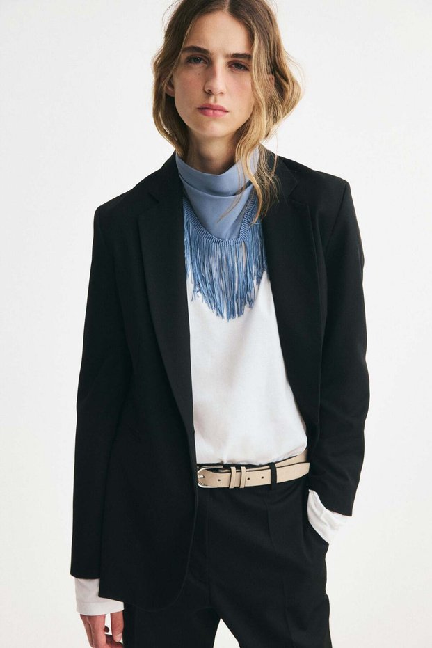 Single-breasted twill blazer