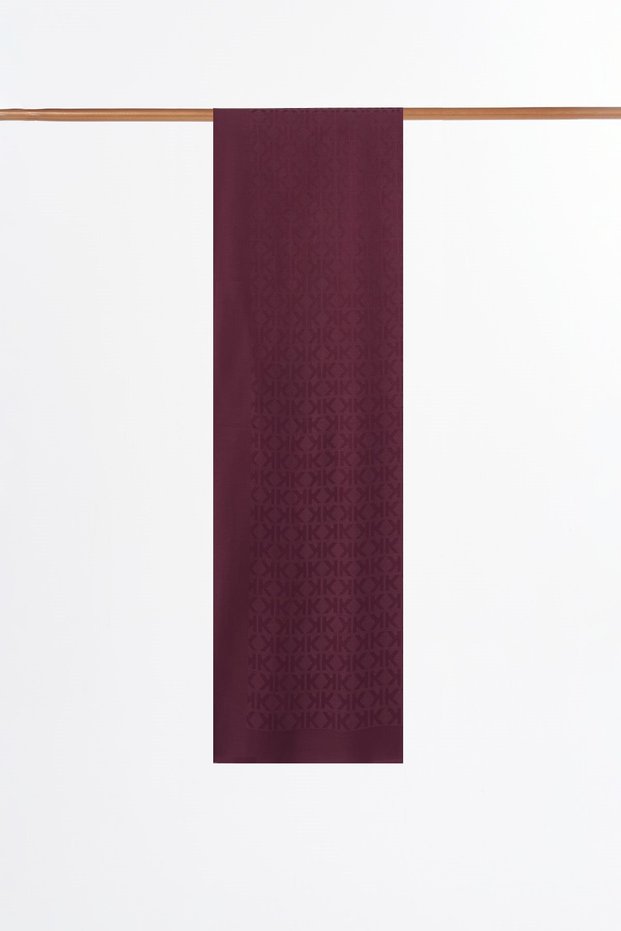Logo Patterned Modal Shawl Claret Red