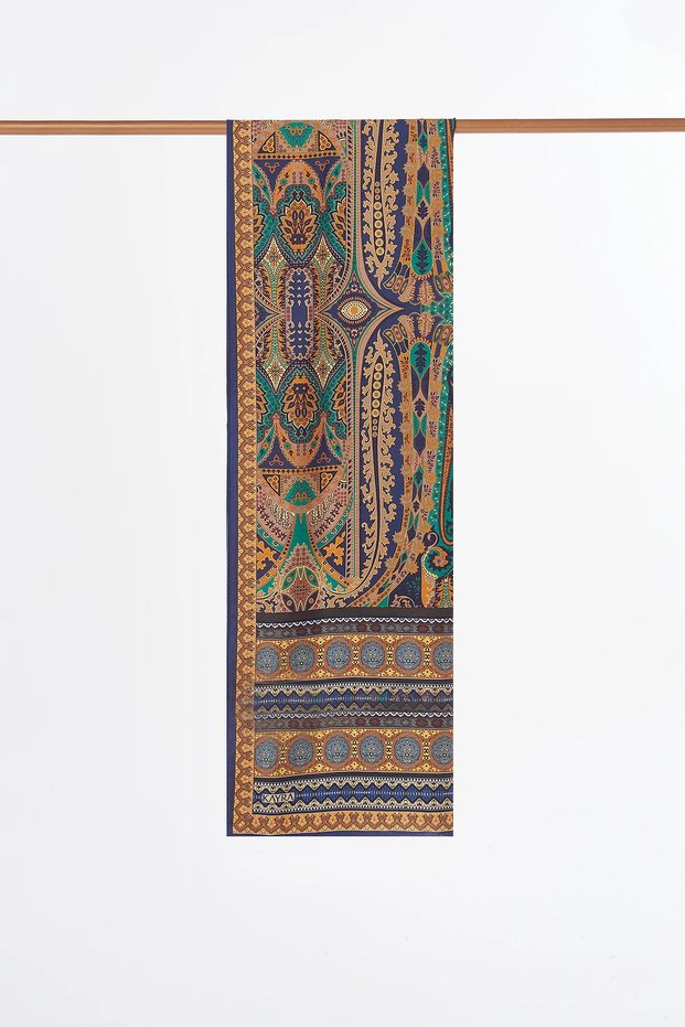 Ethnic Pattern Lyocell Shawl Cinnamon