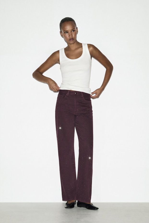KADIN Geniş paça strass jean