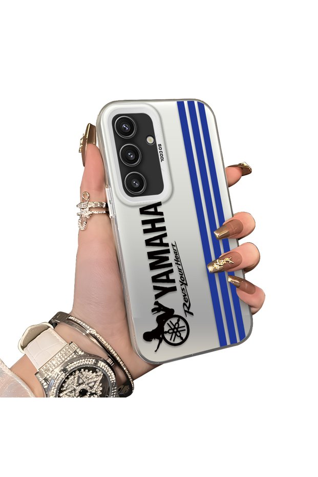 Samsung Galaxy S25 Compatible Silicone Edge Hard Back Case Yamaha Patterned Lover Couple Phone Case