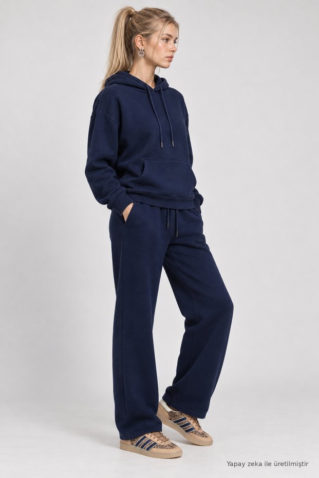Wide Leg Ruffled Sweatpants Lrn0081 Dark Blue